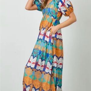Pologram Ethnic Print Midi Dress